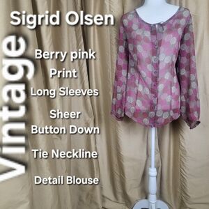 Sigrid Olsen Berry Pink Sheer Blouse